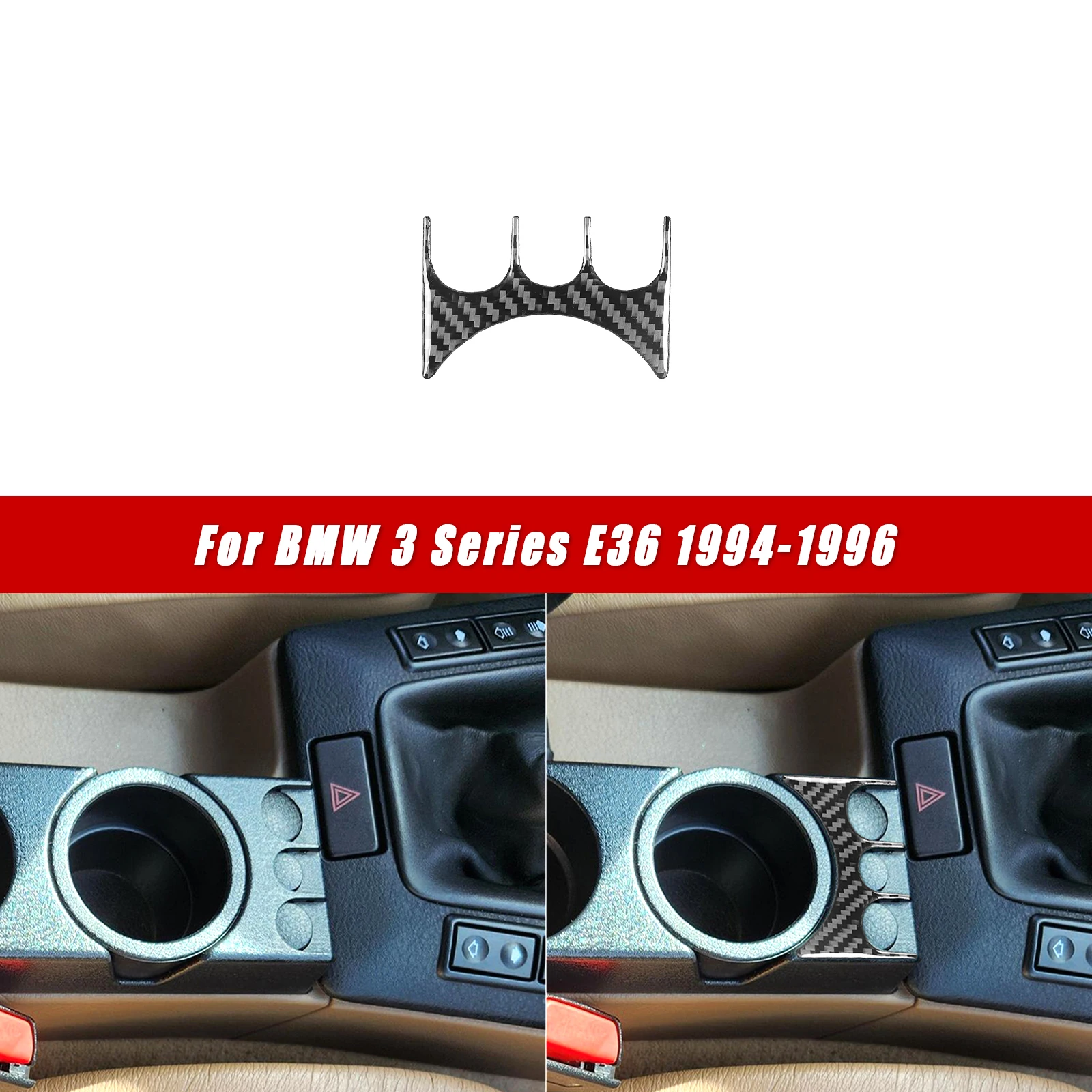 For BMW 3 Series E36 1994-1996 Car Interior Trim Accessories Real Soft Carbon Fiber Stickers Front Coin Storage Tray