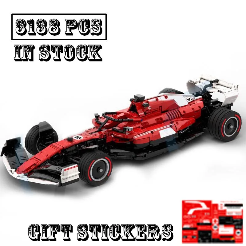 New MOC-161909 SuperSF-23 Las Vegas GP Livery 1:8 Scale SuperRace Car Model Buiding Creators Block Bricks Toys Birthday Gifts