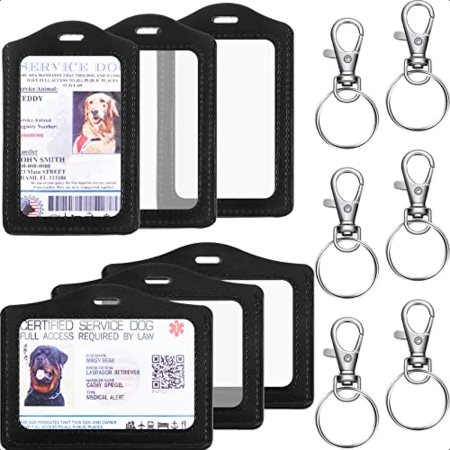 

6 Pieces Service Dog ID Holder Badge Waterproof Holders with Clip Plastic Service Animals Tag Card Slot Pet plies Horizontal an
