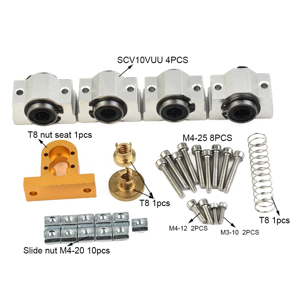 1 Set CNC 3018 Pro X- Upgrade Kit For CNC Router 3018 Pro SCS12VUU Optical Diameter Is 12mmT8 Screw Is 4mm SCV10VUU 10mm 4mm