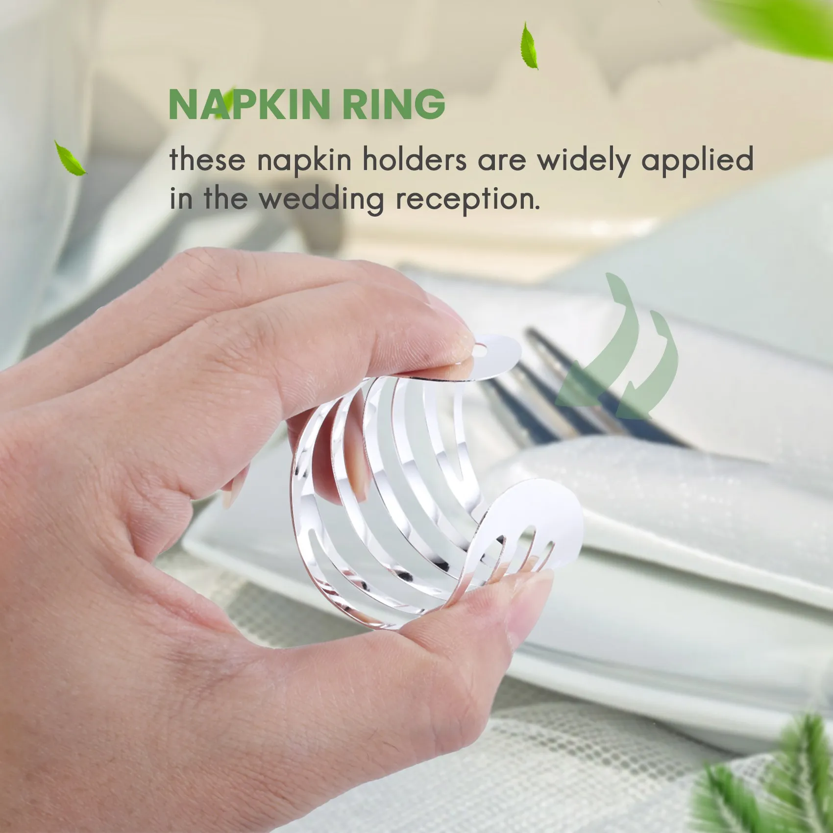 Silver Napkin Rings Set of 12 Hollow Out Napkin Rings Holder for Christmas Everyday Holiday Party