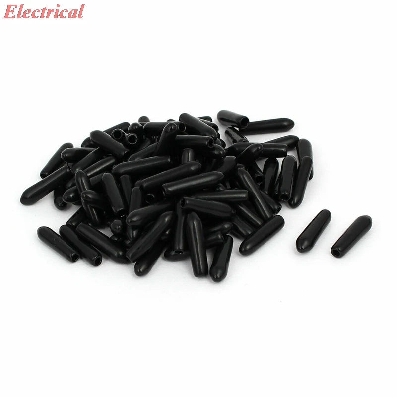 2mm Inner Dia Rubber Hose End Cap Screw Thread Protector Cover Black