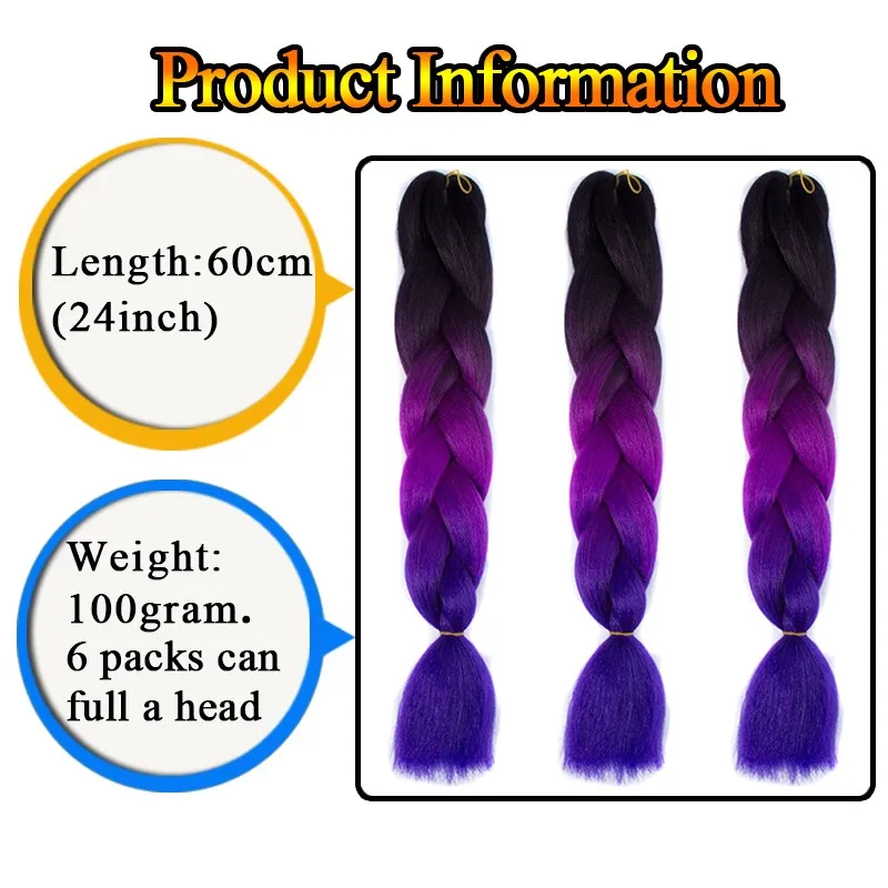 Extensiones de Cabello Ombre Jumbo Expression Twist Braids, Peluca de Cabello Sintético, Extensiones de Cabello Tipo Dreads, Otras Extensiones de Cabello, Marca Sin Marca QzcOYifhyn