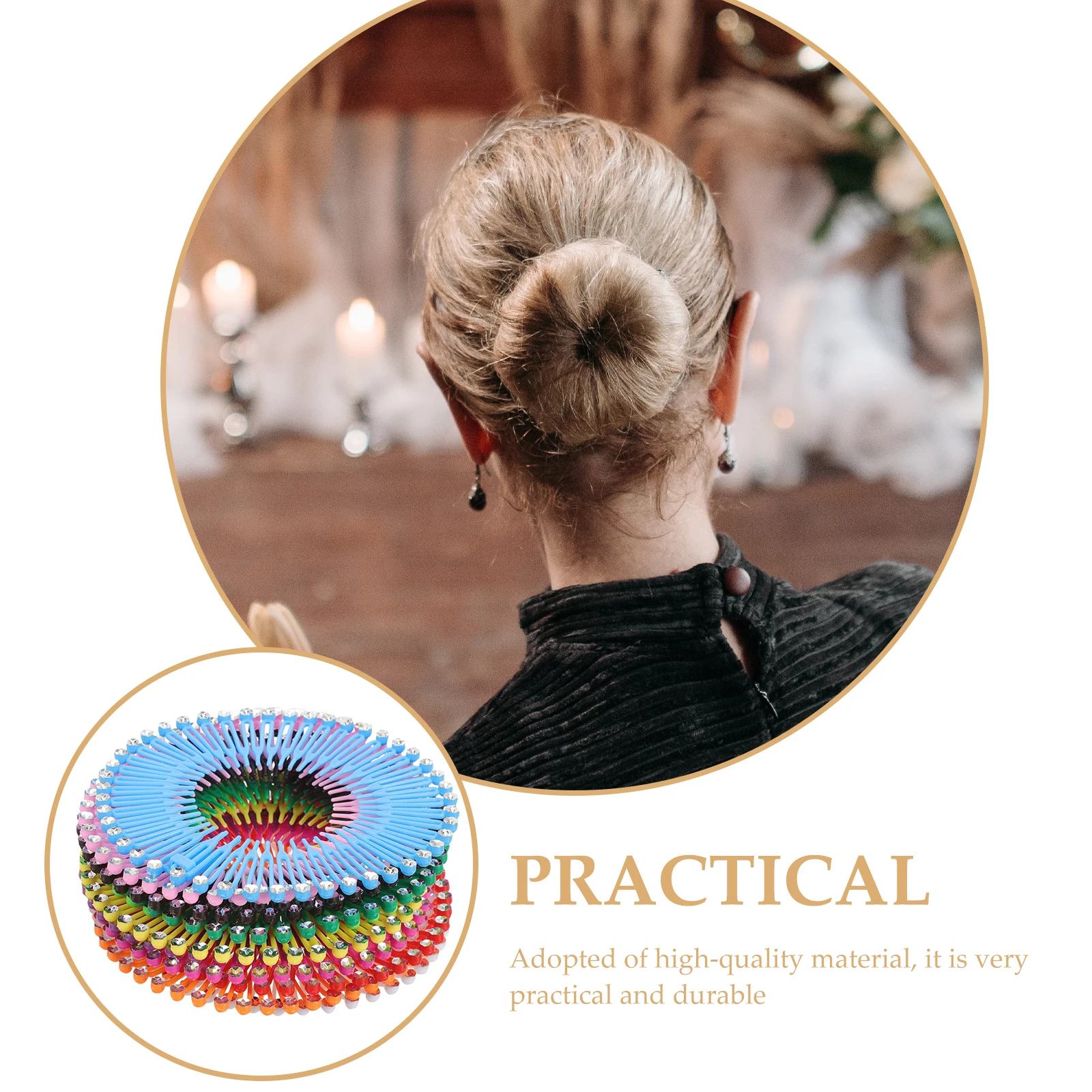 

13 Pcs Colored Diamond Comb Hair Combs for All Occasions Circle Stretchy Elastic Circular Decorative Plastic