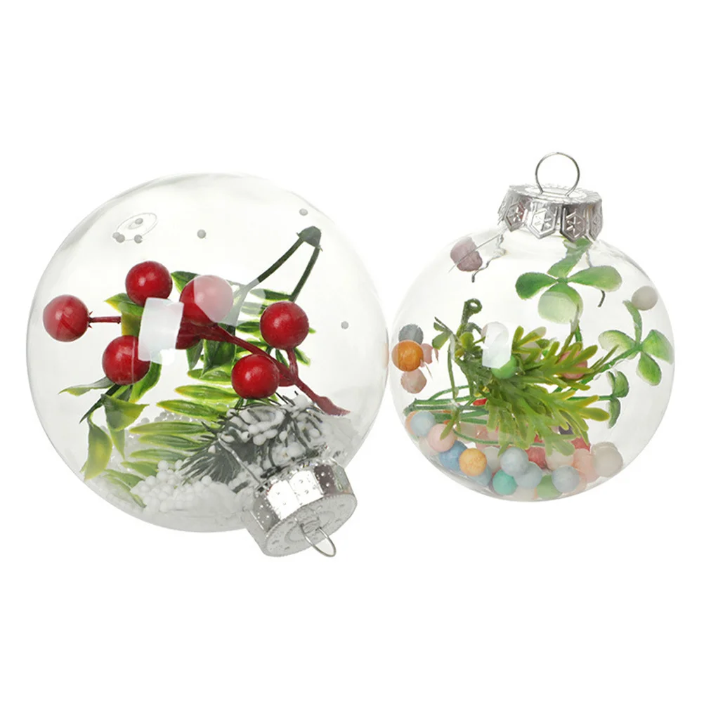 

12Pcs Clear Reusable Christmas Balls Fillable Ornaments Transparent Xmas Tree Hanging Decorations Decorative Crafts