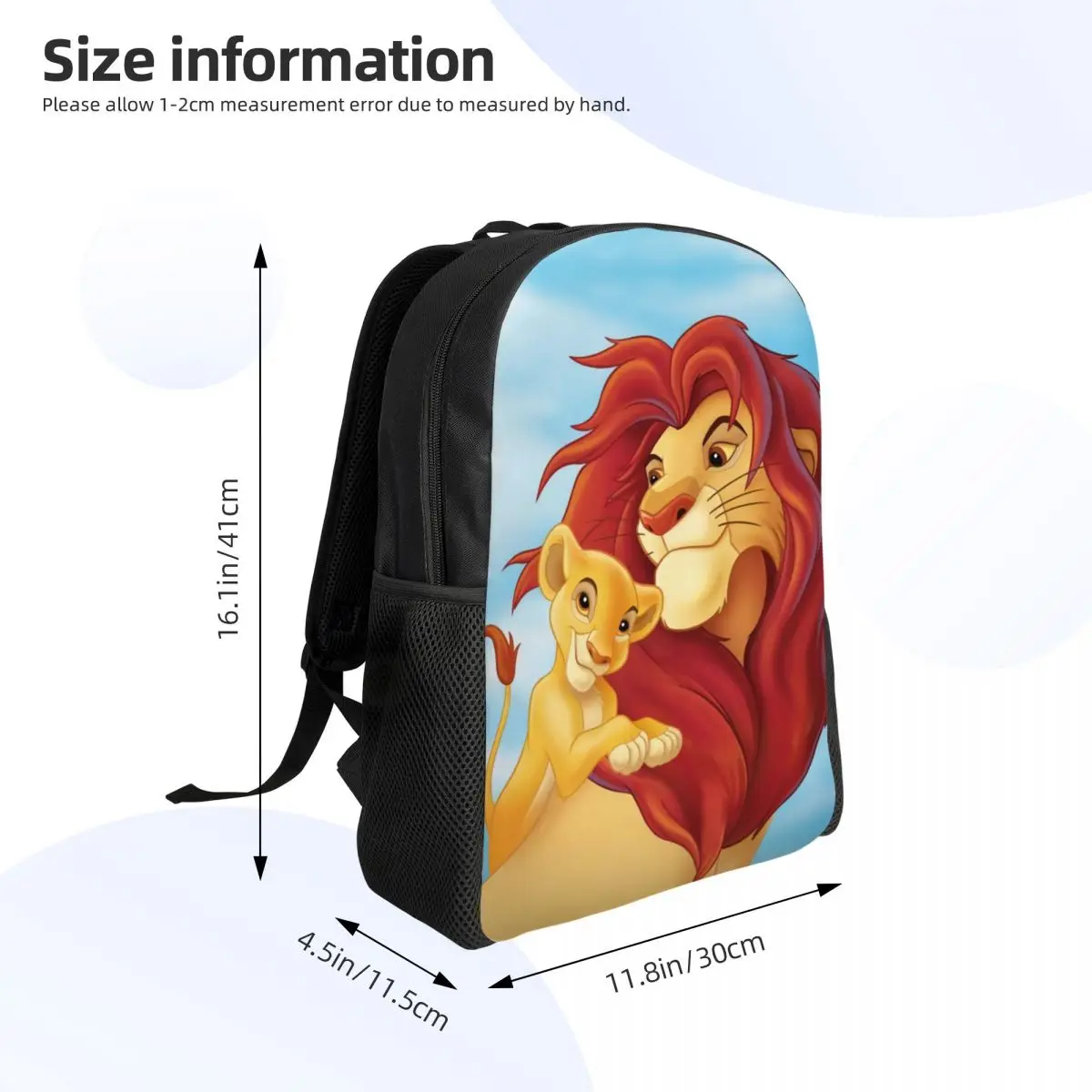 Custom 3D Printing King Lion Simba Backpacks for Boys Girls Hakuna Matata School College Travel Bags Women Men Bookbag