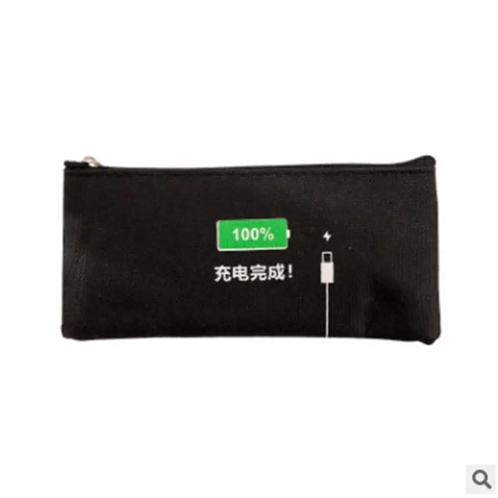 NEW Creative Battery Pattern Pencil Case Large Capacity Stationery Box Zipper Storage Bag School Supplies