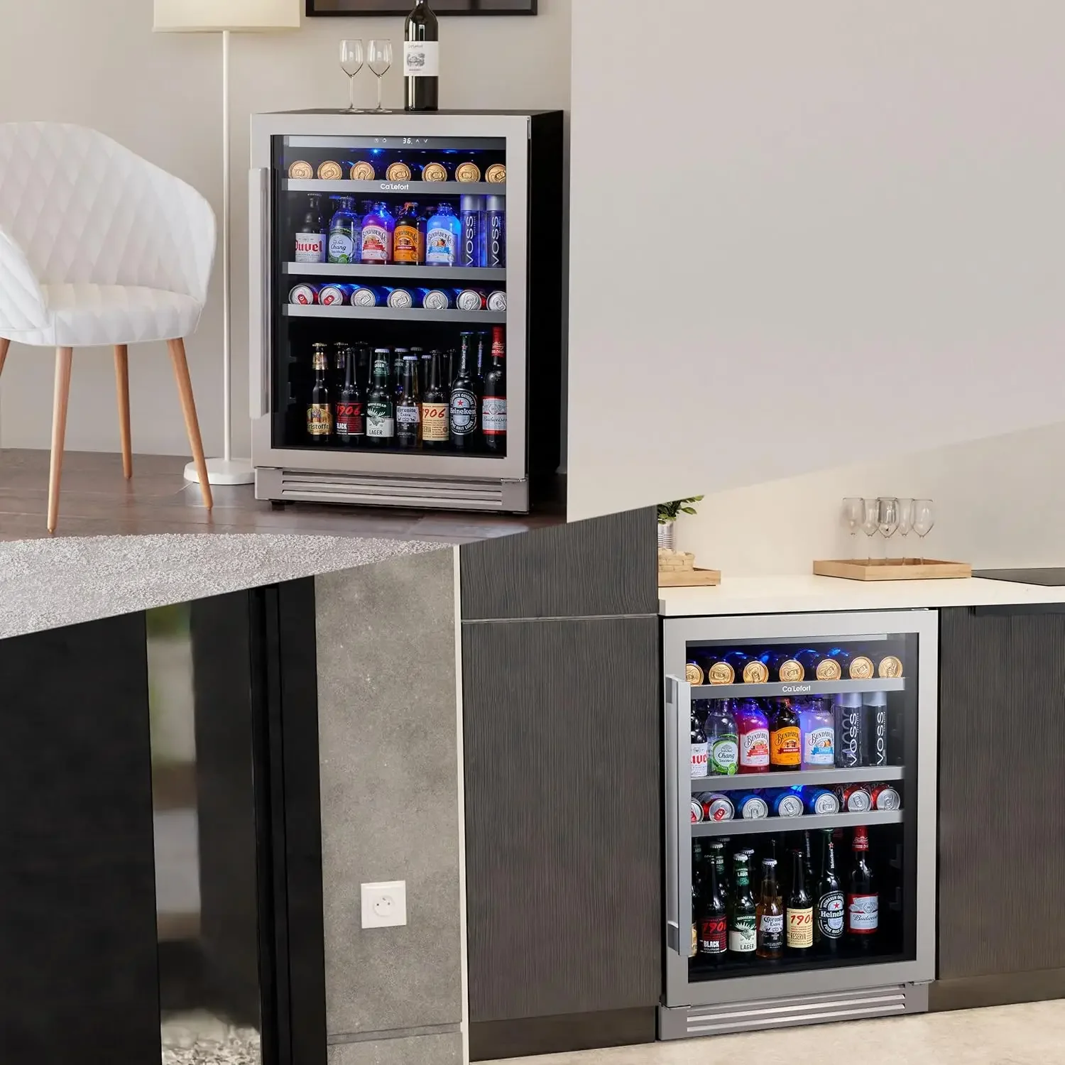 

24 Inch Beverage Refrigerator, 180 Can 34°F -54°F Beverage Fridges, Drink Fridge