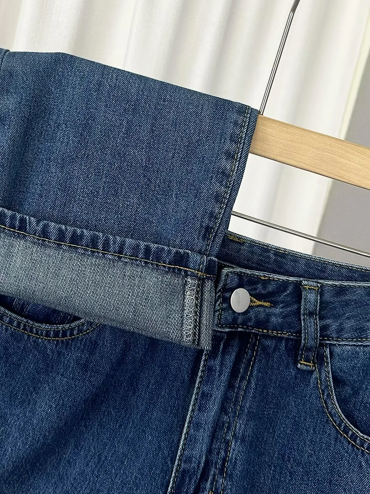 Retro Blue Slim Straight Denim Jeans Women's Spring Autumn Large Size Small Figure Slimming Washed High Waist Draped Wide Leg...
