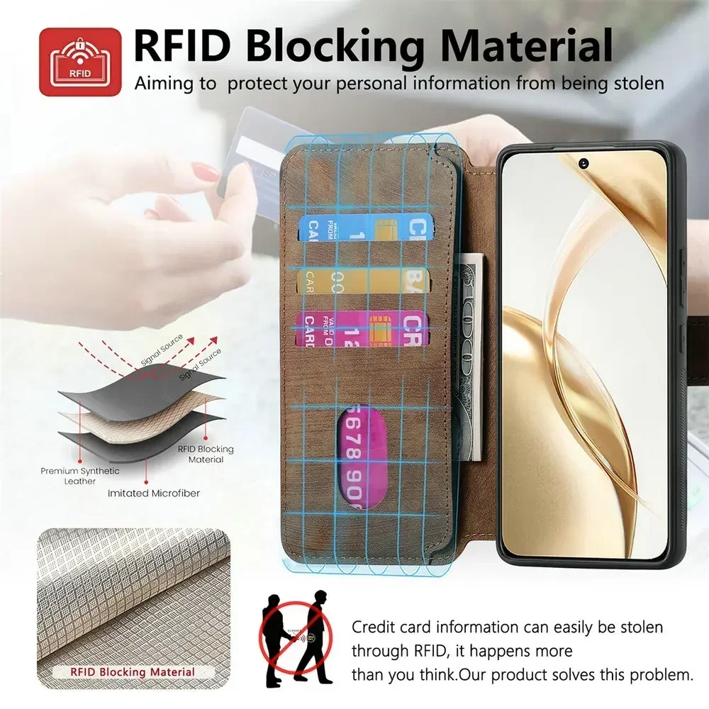 Honor 600 400 Pro 200 5G Leather Flip Cover 2IN1 Detachable RFID Magnet Book Funda Honor 400 Smart Case Phone Honor400 200 Lite