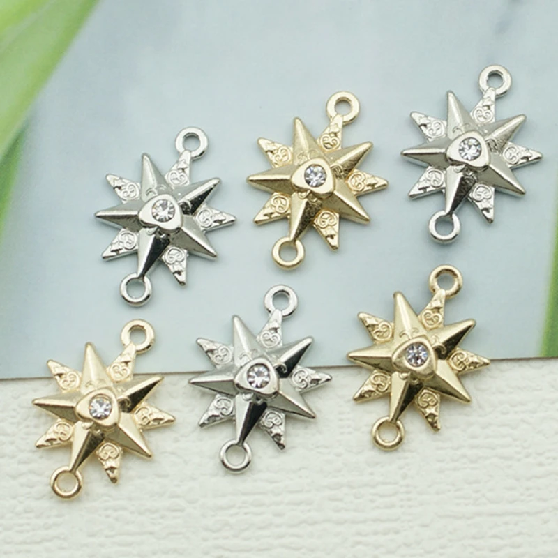 

WZNB 30Pcs Crystal Snowflake Charms Stars Alloy Pendant for Jewelry Making Handmade Earring Bracelet Necklaces Diy Accessories