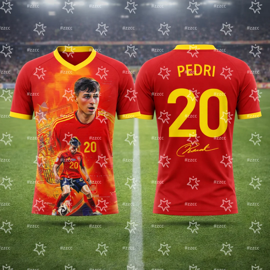 2026 Pedri Spanien Team Fußballtrikot Spiel- & Trainingsset Sommer Sport Herren T-Shirt Kinderbekleidung Tee Y2k Damen – Detail 2