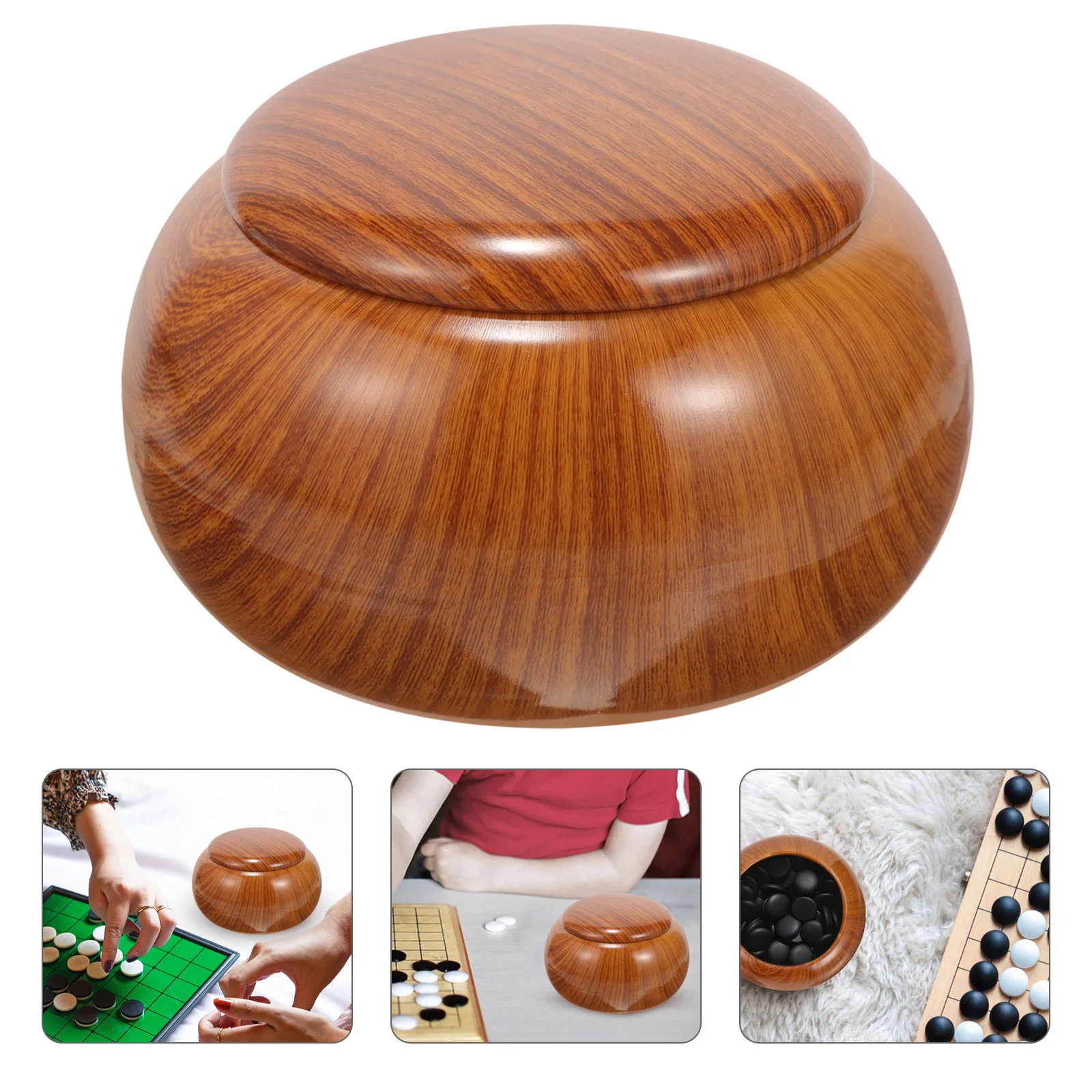 2-teiliges Go Jar Schachfiguren Organizer Kunststoffbehälter Holz Aufbewahrungsbox Game Pot Bowl