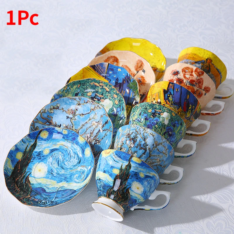 1pc Van Gogh Art Painting Coffee Cup Starry Night Sunflower Planter Iris Saint Remy Tea Cup Water Cup Coffee Cup set cup set