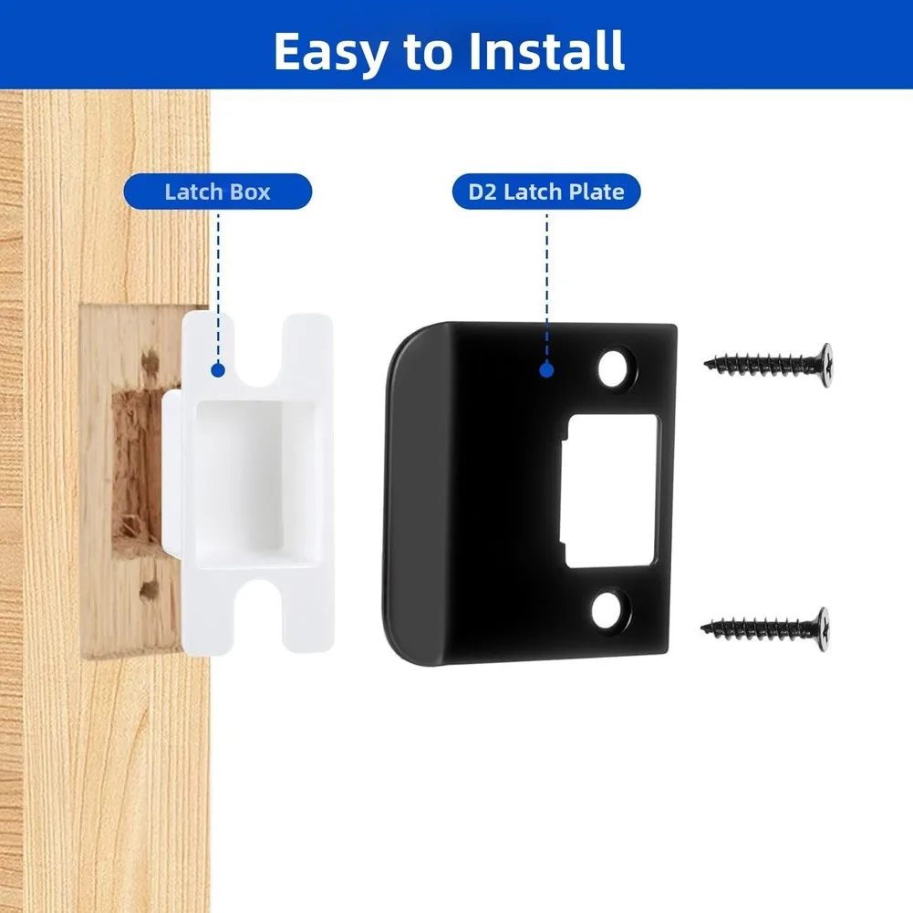 2 Sets Stainless Steel Door Strike Plate 57x57mm for Interior Doors Including Screws and Buckle Boxes for Easy Install