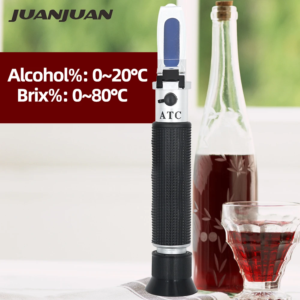 

Handheld Alcoholmeter Beer Refractometer Spirits Tester Alcohol 0-80% Portable Alcoholometer Adjustable Manual ATC