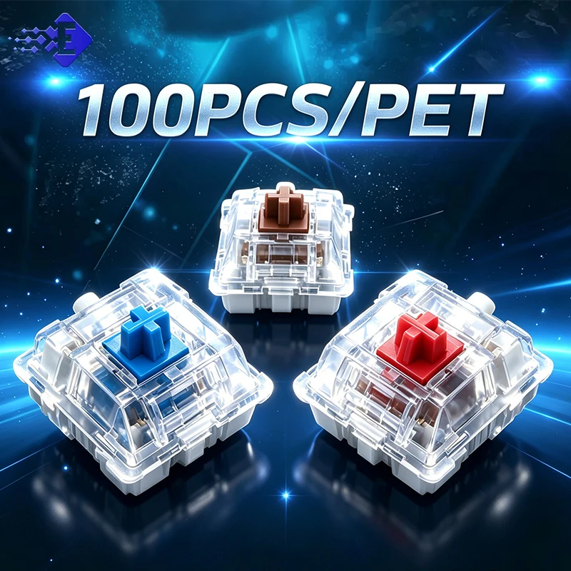 Hot-swappable 3 Pin Mechanical Keyboard Switches 100pcs, Blue Red Brown Cross Stem Diy Custom Kit For Mx Mechanical Keyboard