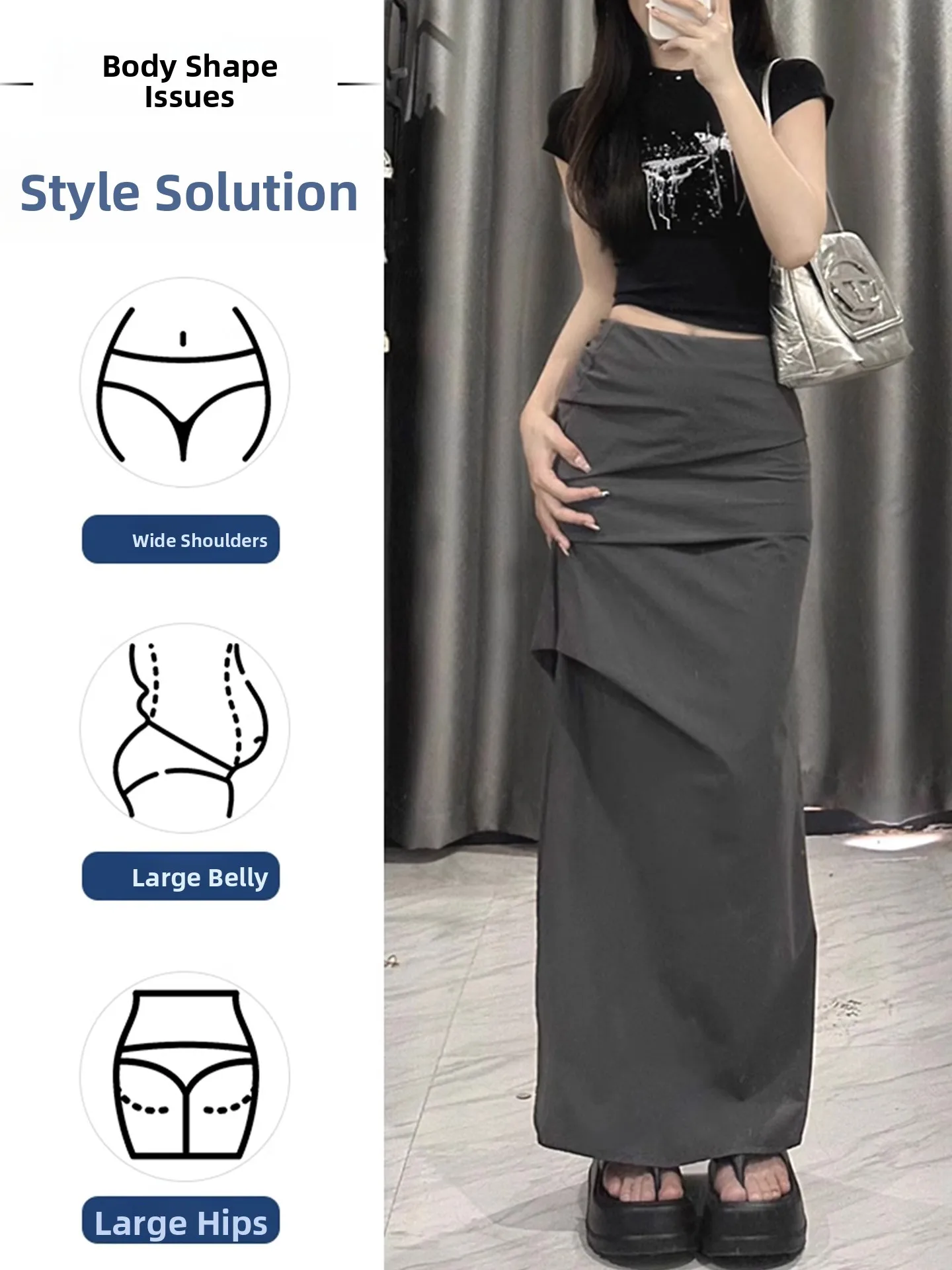 

Асимметричная юбка для спецодежды с высокой талией, женская летняя новинка, длинные юбки трапециевидной формы больших размеров с эффектом похудения