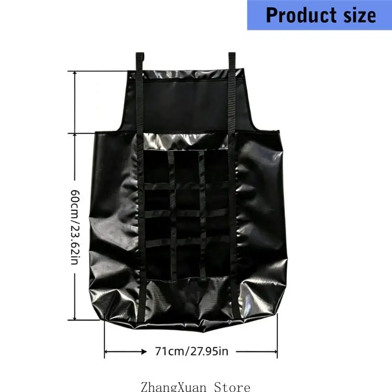 Hängende Pferdefuttertasche mit Frontöffnung, schwarze Tasche für Pferde, 23,6 x 28,0 Zoll Futteraufbewahrungstasche für Stall – Detail 6
