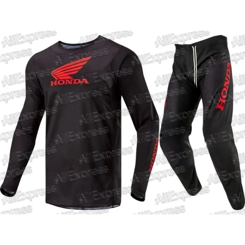 

Honda 2025 Printed Classic Motorcycle Mountain Bike Jersey Racing Sports Breathable Sweat Wicking Quick Long Sleeve and Pant Set