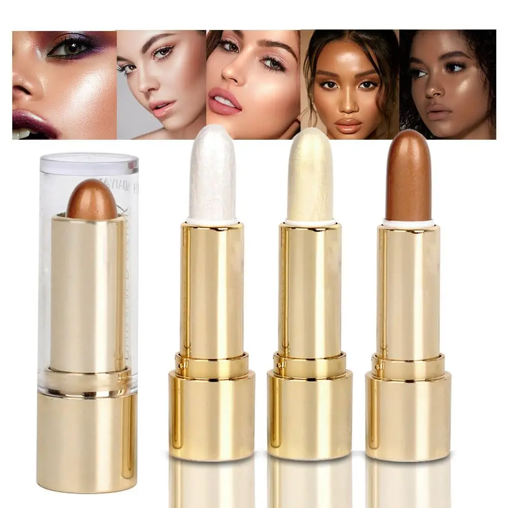 Cream 3D Metallic Eyeshadow Highlight Glitter Contour Bronzer Shimmer Pen Face Highlighter Stick Face Brighten Highlighter