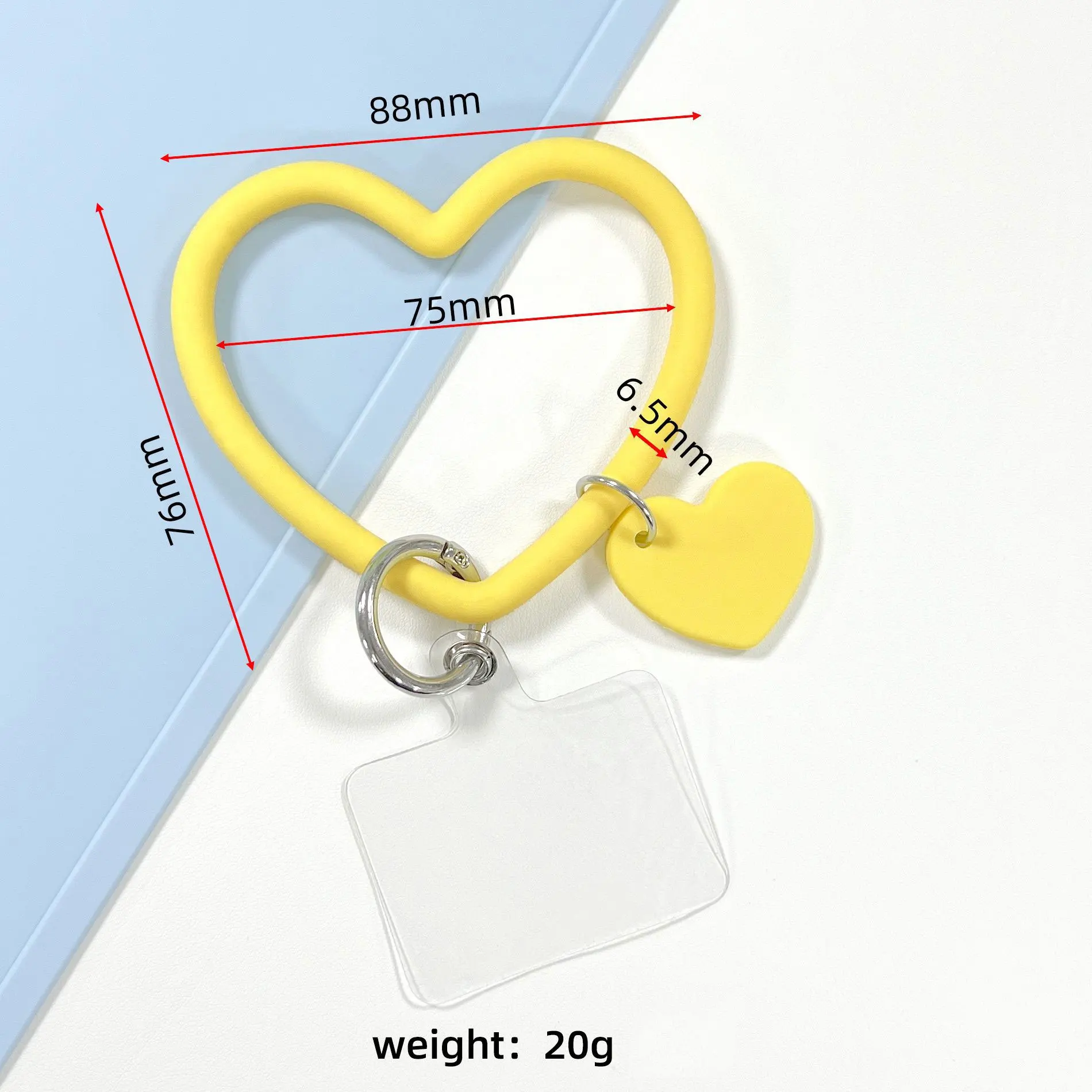 JCD Silicone Heart Loop Cell Phone Hand Wrist Strap With Key Chain Holder - Universal Mobile Phone Straps For All Smartphones