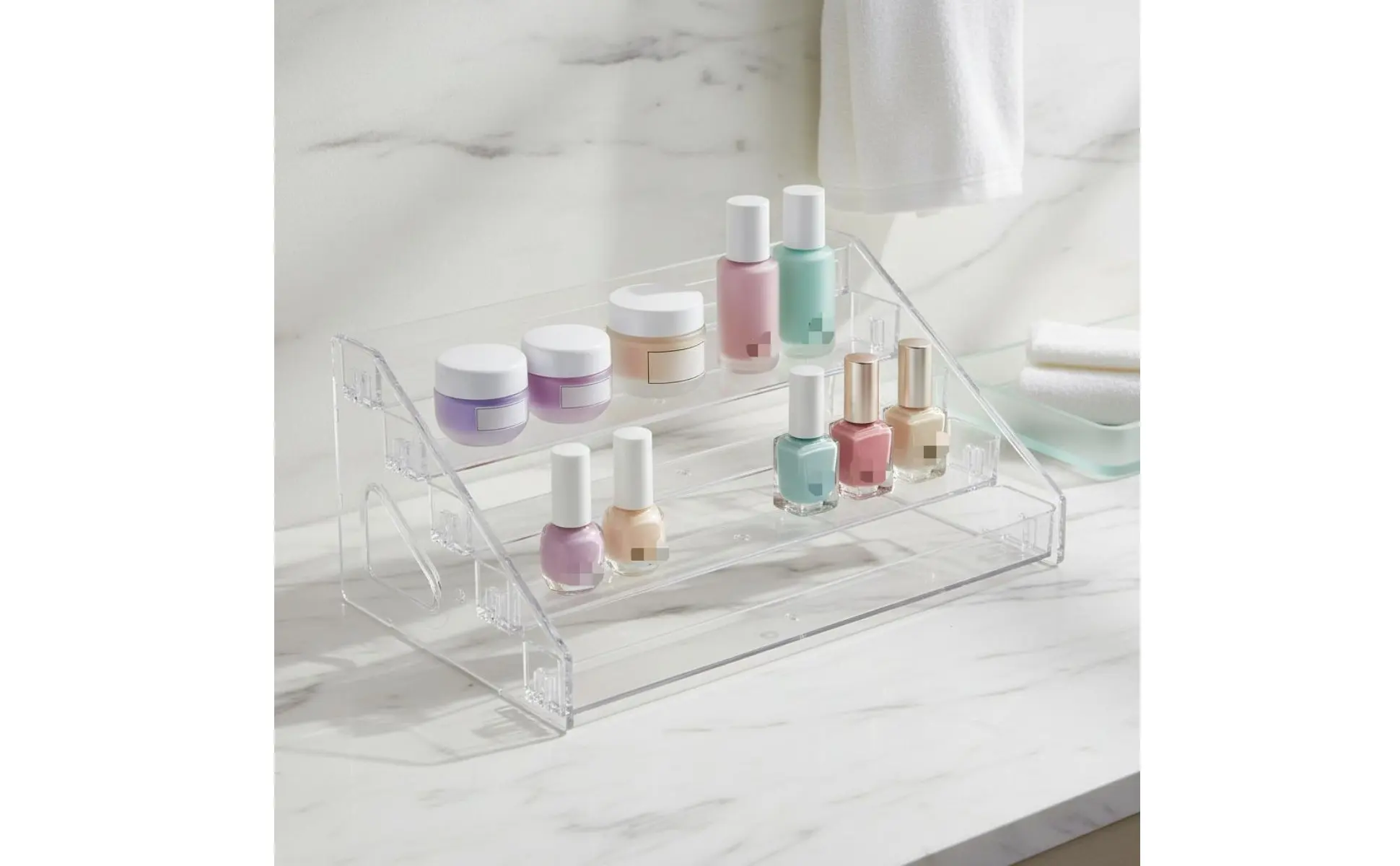 Clear Staircase Display Shelf Easy to View Tiered Figurine Display Rack Slanted Acrylic Organizer Sturdy Retail Fixture for Desk