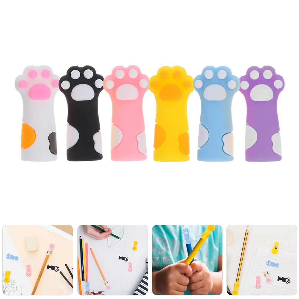 12 Pcs Cat Paw Pencil Cap Tip Protector Topper Decoation Holder Cartoon Point Guard Cute Caps Lead Pencils