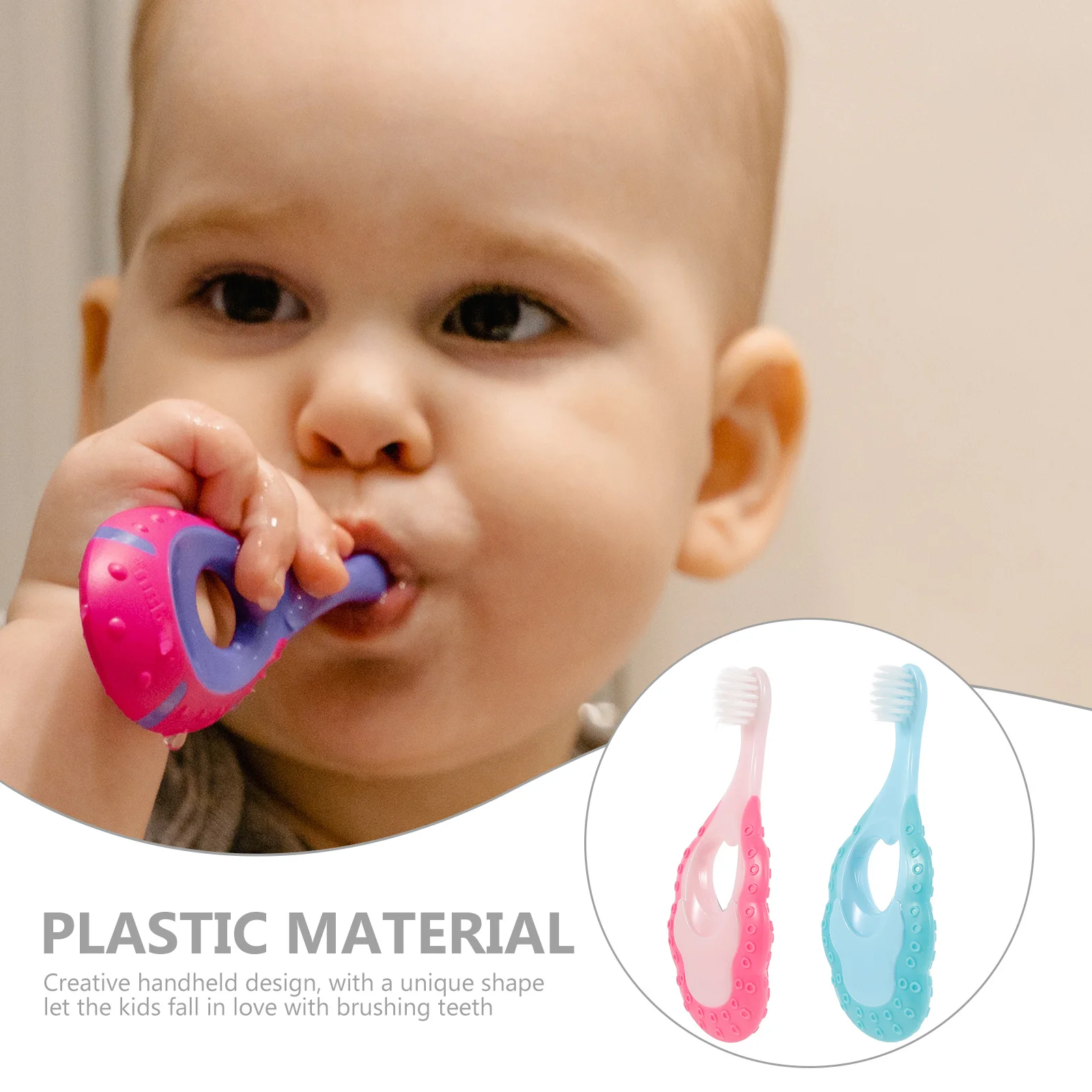 

BUTIFULSIC 2 шт. портативная детская зубная щетка с мягкой щетиной, ручной инструмент для чистки полости рта для детей, милый прорезыватель, массажная щетка