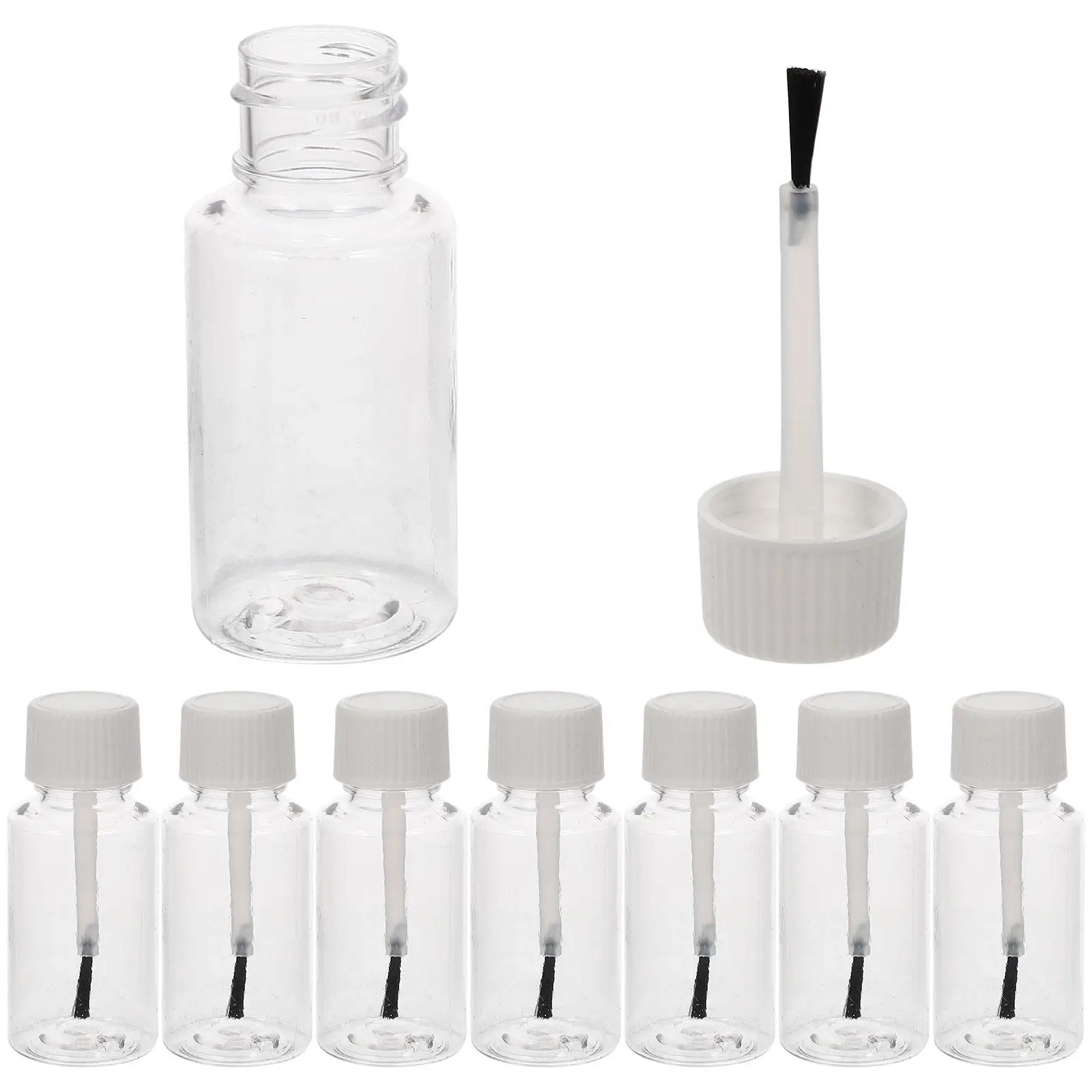 8 Pcs 20ml Clear Empty Nail Polish Bottles Portable Brush Design White Custom Manicure Beauty Supplies Essential Oil Varnish