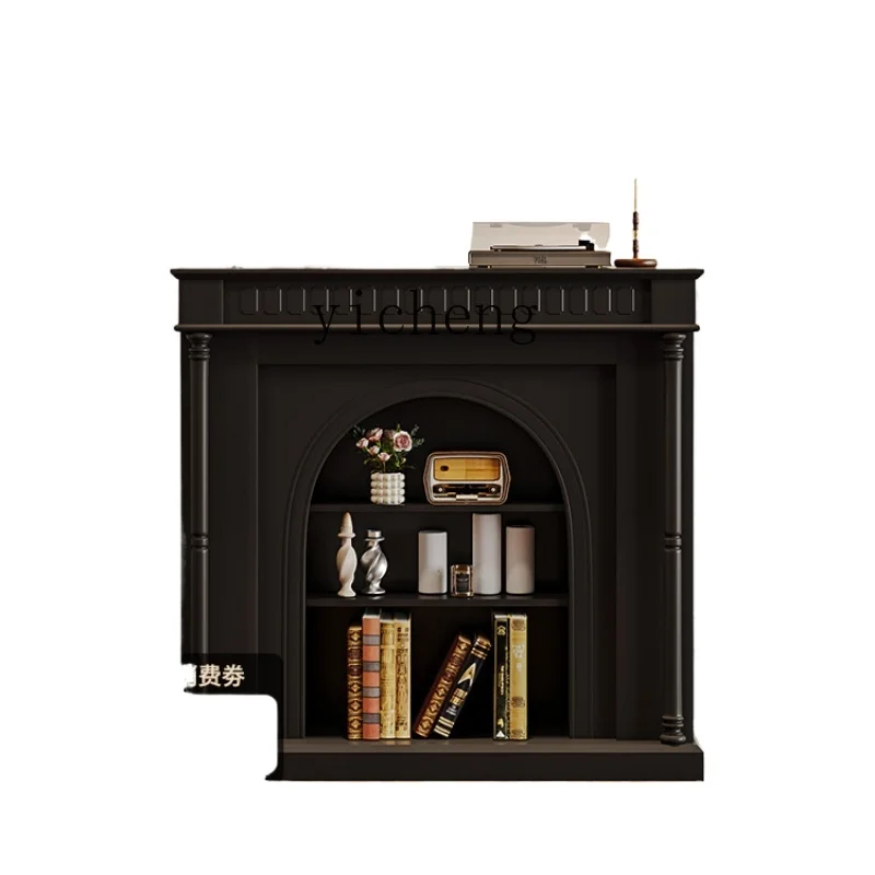 

ZF Fireplace Curio Cabinet Living Room American Household Black Entrance Rack Storage Cabinet