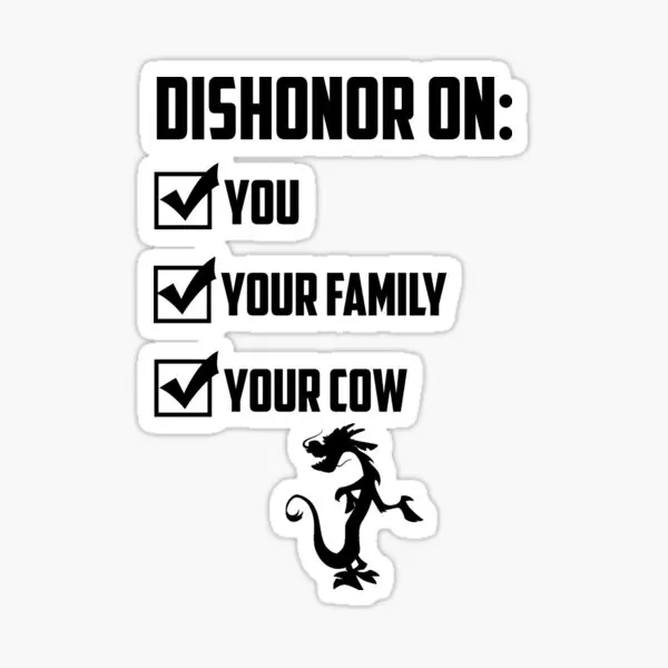 Dishonor On You  5PCS Stickers for Cartoon Art Home Room Decorations Print Anime Car Funny Living Room Water Bottles Laptop Kid