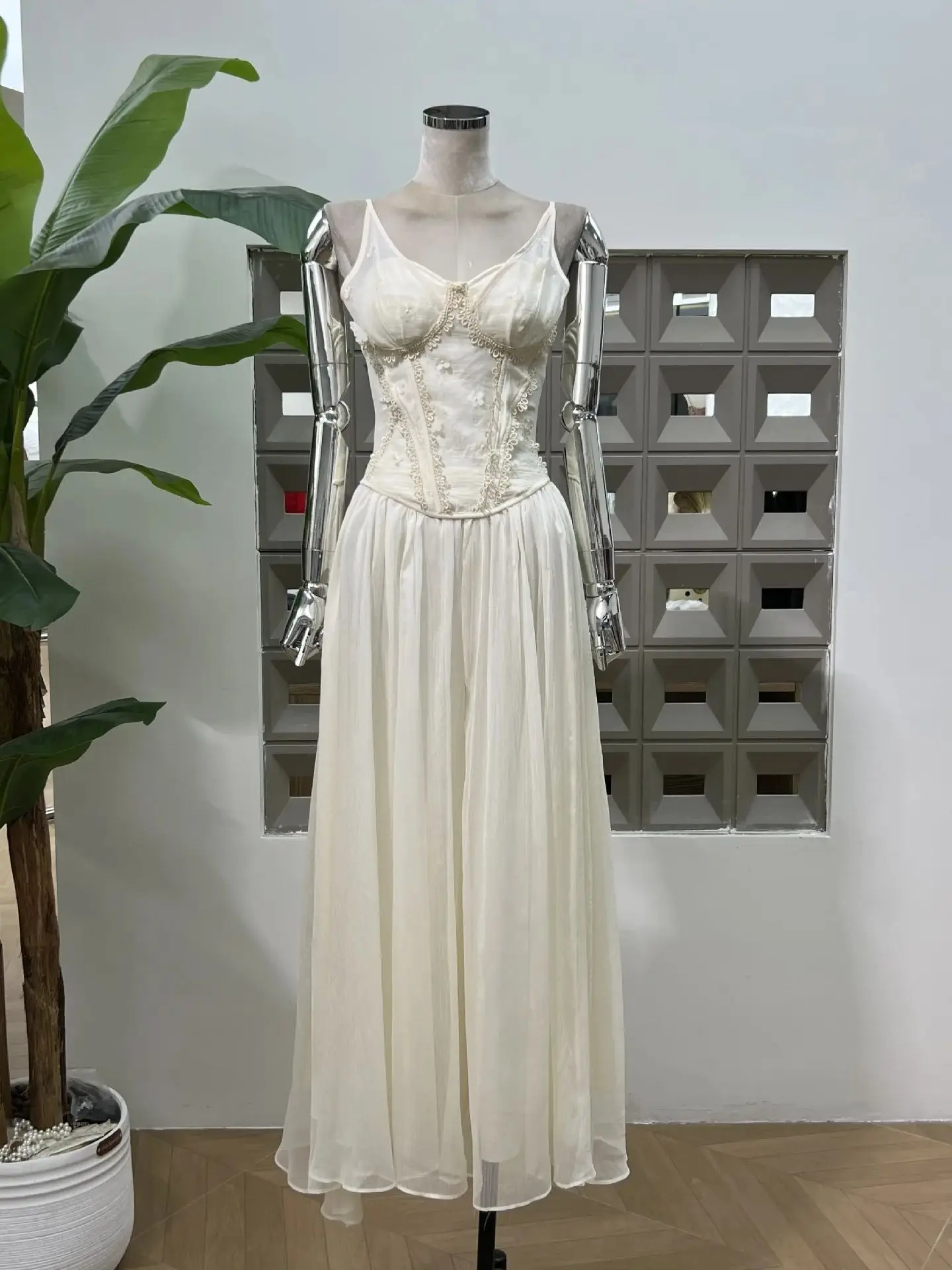 

Women's Dresses New Summer Two-Piece Suit Fishbone Corset Top Long Maxi Set Beaded Floral Party Club Evening Gown Fashion Design