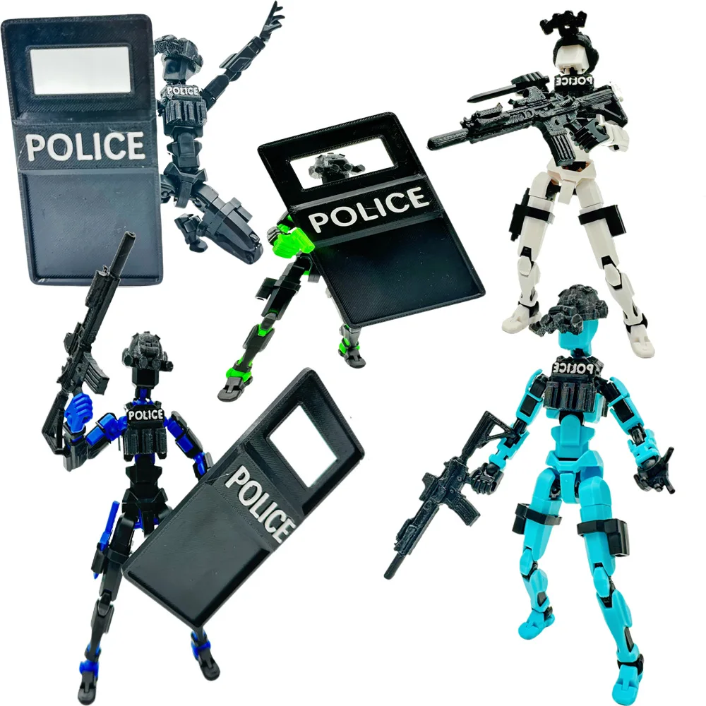 New 3D Printed T13 Dummy Police Costume Lucky Doll Action Figure Multi-Jointed Movable Creative Stress Relief Assembled Model