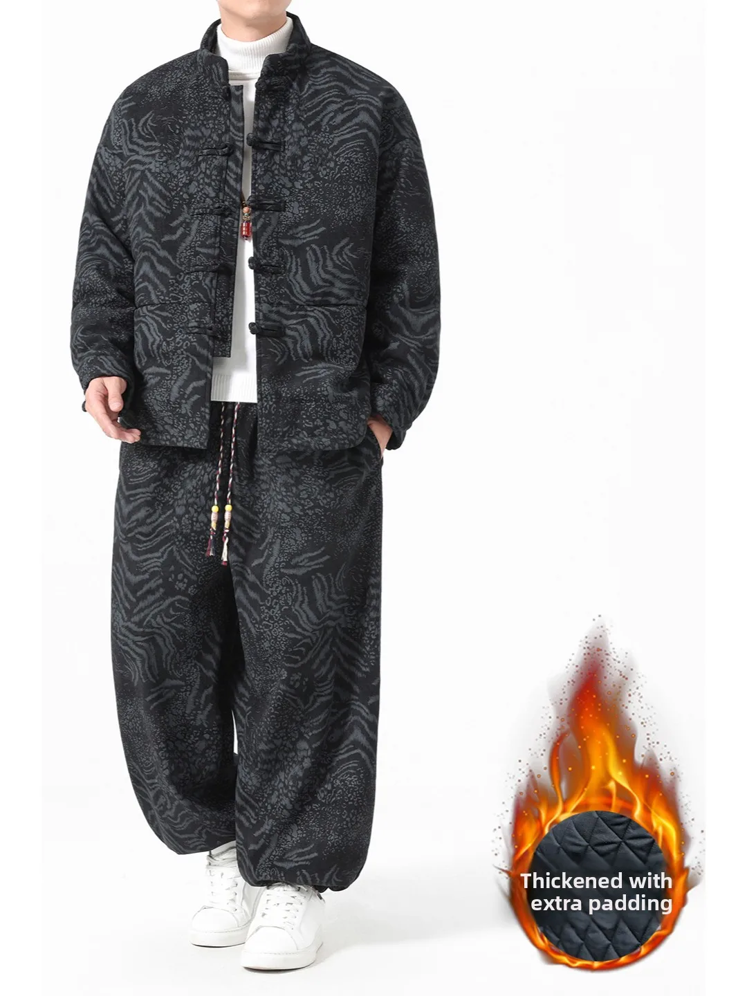 

Утепленная зимняя хлопковая куртка для мужчин среднего возраста в китайском традиционном стиле, теплая одежда для папы