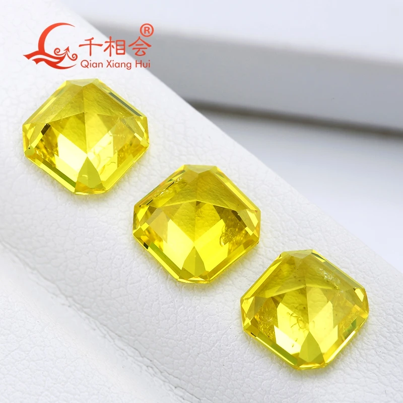 

Lab Grown Vivid Yellow Asscher Cut Yttrium Aluminum Garnet Gem Stone with Inclusions Tsavorite Cultivated YAG for jewelry