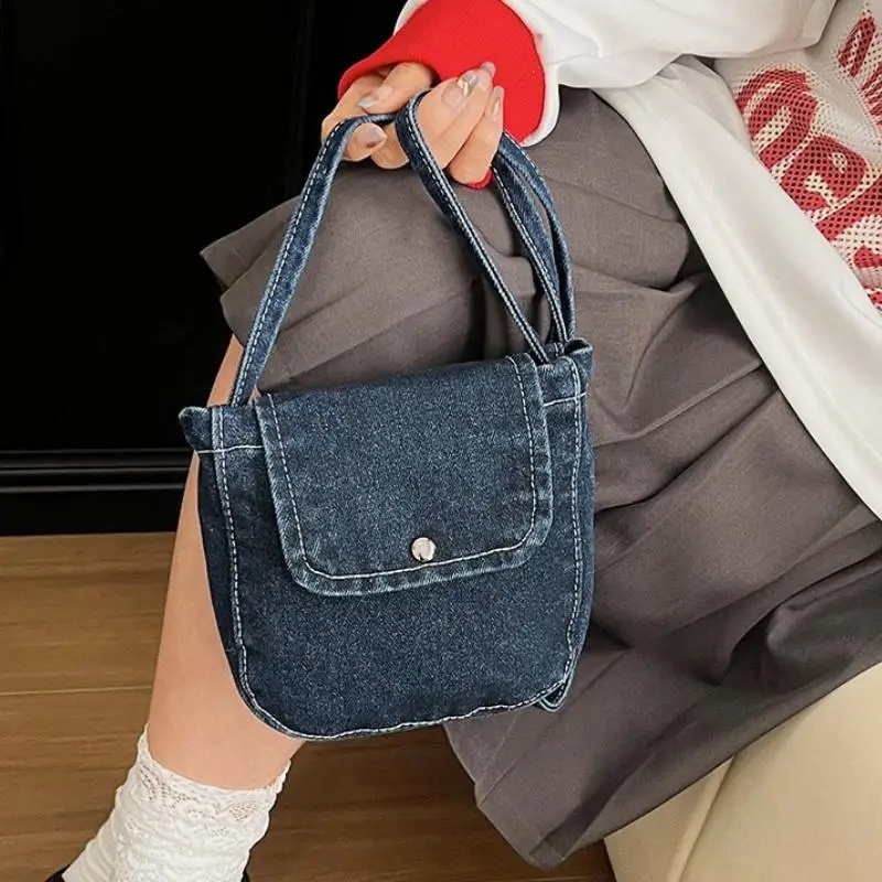 SUSU Denim Shoulder Bag For Women Fashionable Crossbody Purse Casual Versatile Commute Handbag