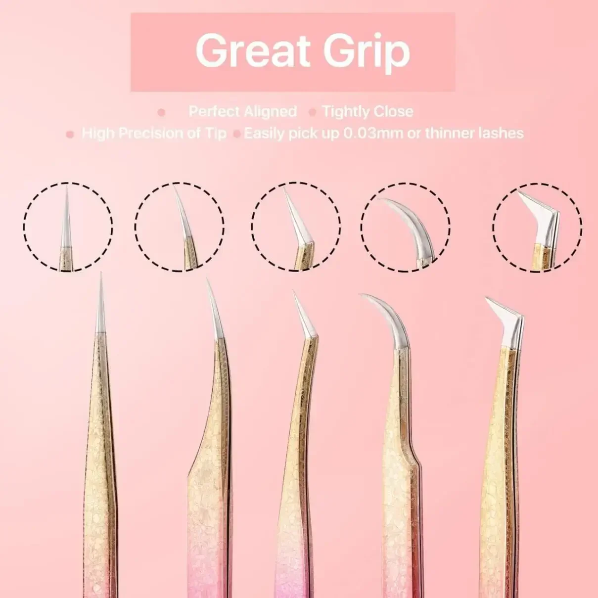 

Sumformi Stainless Steel Professional Eyelash Extension Tweezers Set Lash Tweezersfor Volume Isolation and Classic Lashes