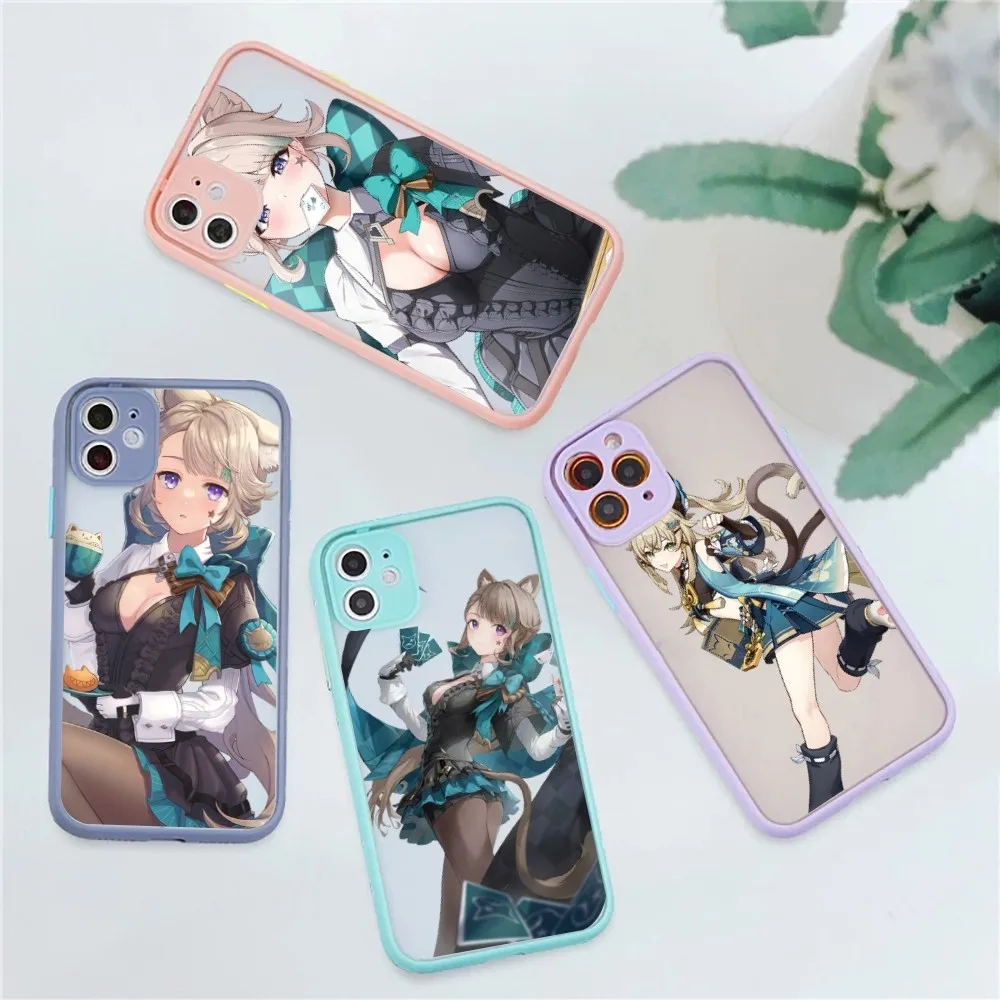 Lyney And Lynette Genshin Impact Phone Case for iPhone 14 11 12 13 Mini Pro Max 8 7 Plus X XR XS MAX Translucent Matte Cover