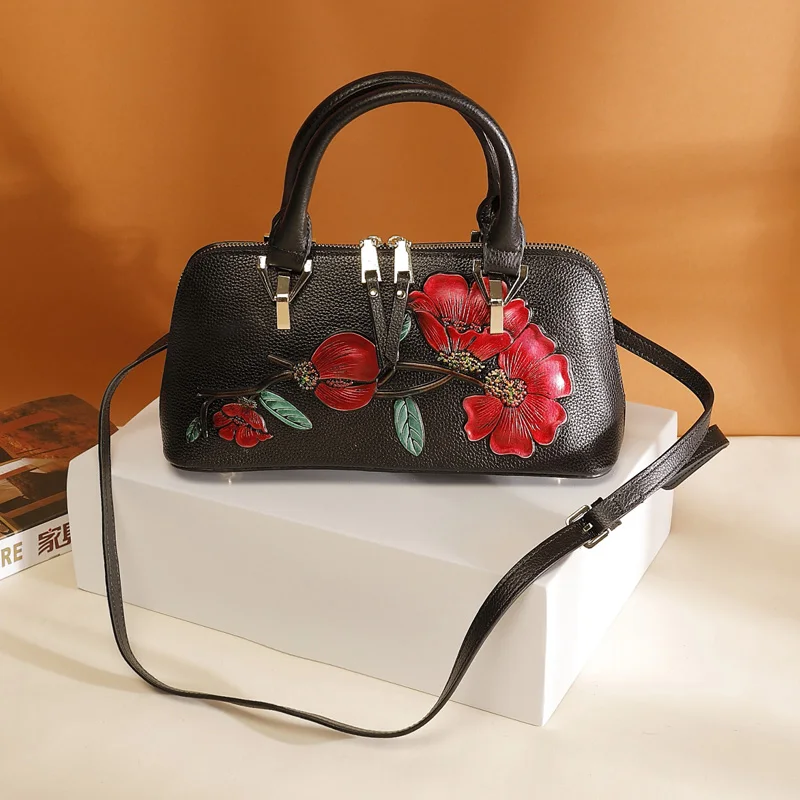 Genuine Leather Handbag for Women New Fashion Temperament Small Handbag Shoulder Messenger Bag Dress and Cheongsam Banquet Bag
