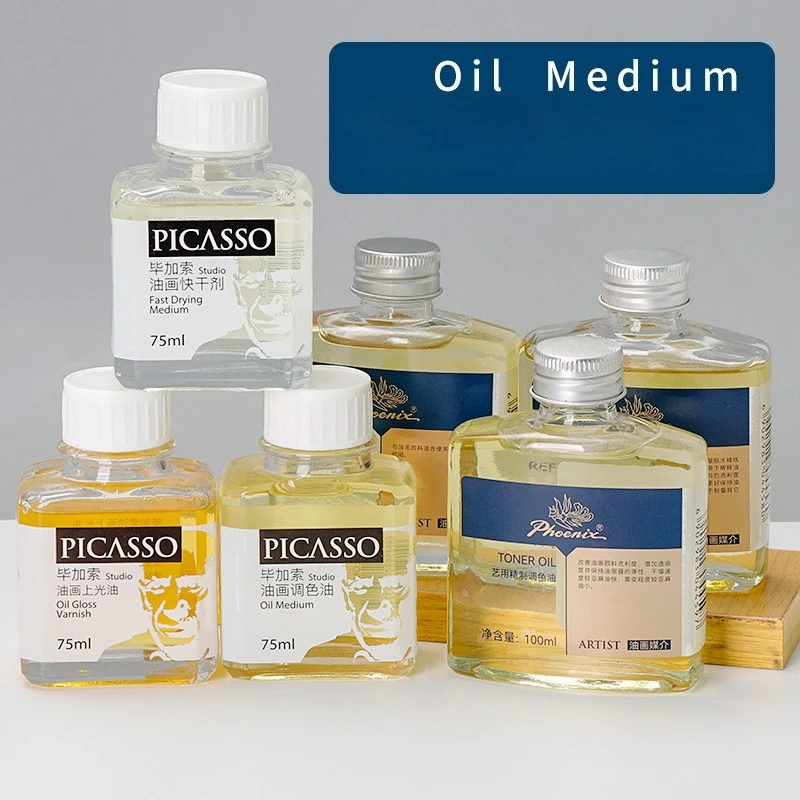 75/100/500ml Oil Painting Pigment Media Diluent Refined Flaxseed Oil Quick Drying Color Matching Gloss Agent Painting Material