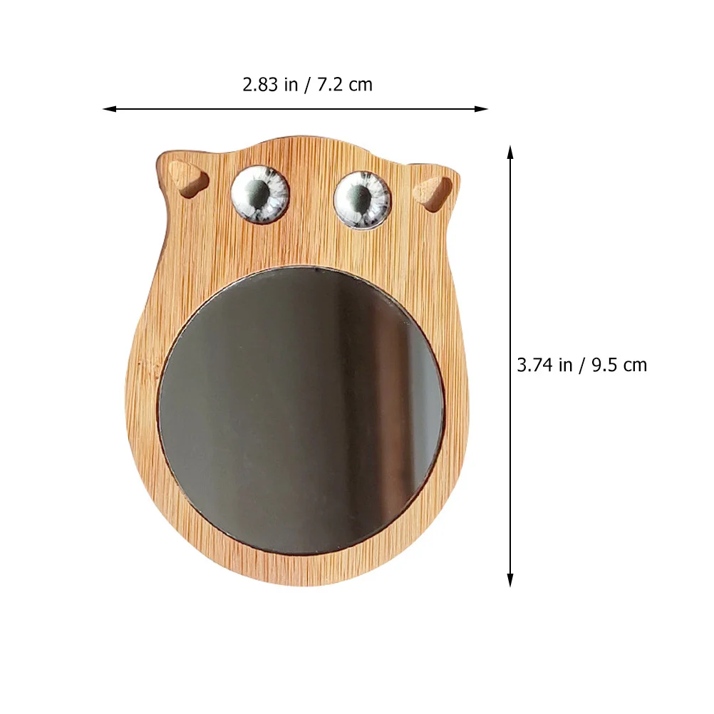 2 قطعة مرآة ماكياج صغيرة على شكل قطة مرآة خشبية محمولة للسفر والتنزه والحفلات المنزلية وإكسسوارات المكياج #3