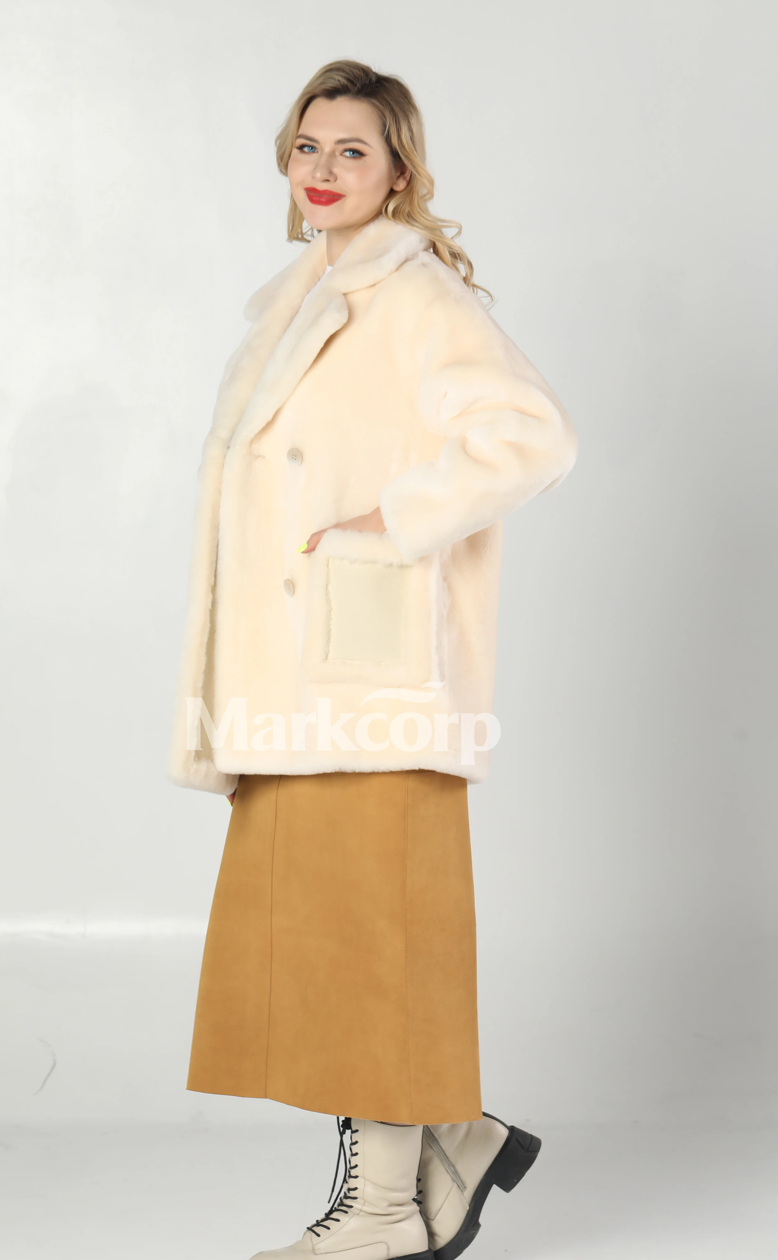 【Markcorp】Felpa vintage alla moda in vera pelliccia di agnello merino