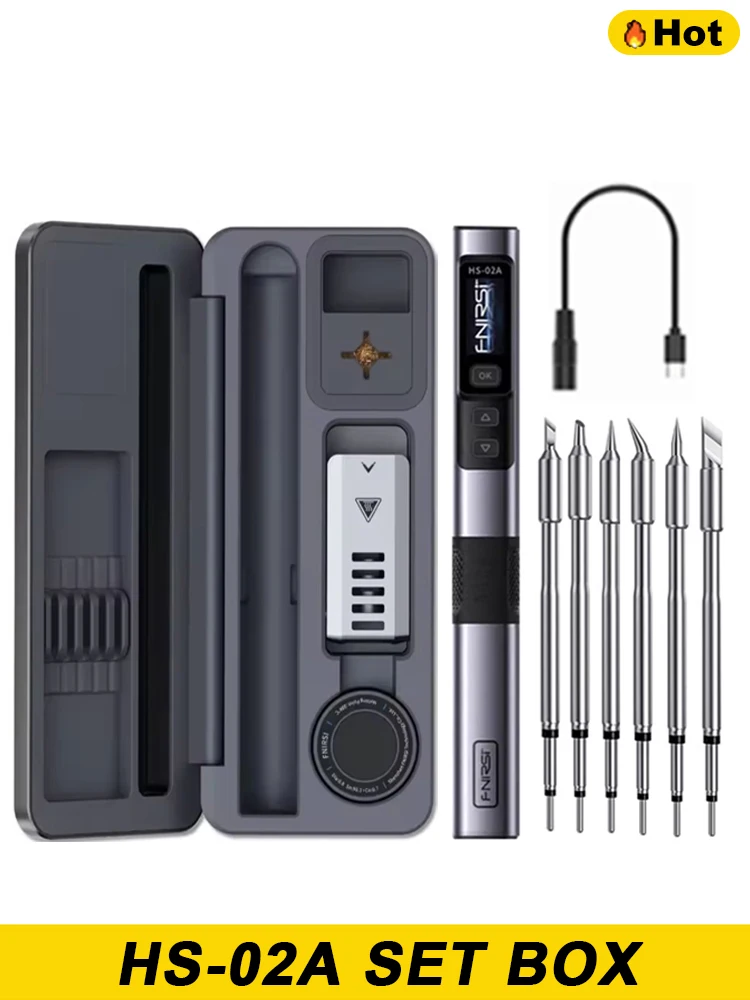 FNIRSI HS-02 Soldering Iron Smart Sleep IPS Color Display Screen 100-450℃ Soldering Rework Station PD100W Portable Repair Tool image 3