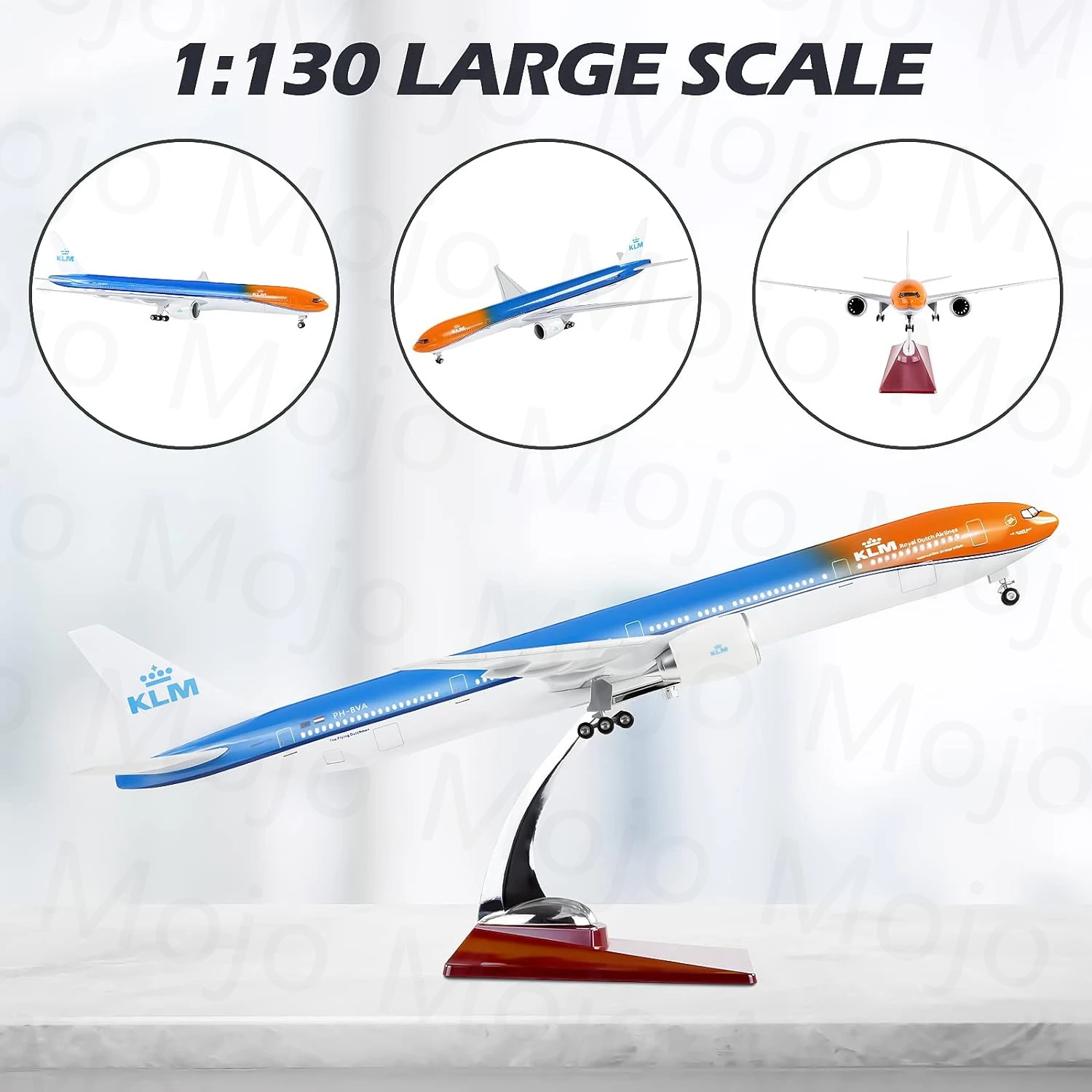 1:130 Scale Model Airplane Statue Holland 777 Airplane Model with LED Lights (Touch or Sound Control) for Decoration or Gifting