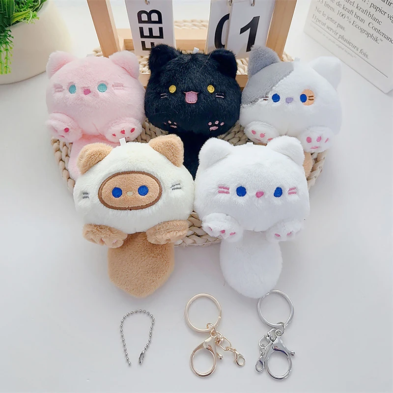 Plush Bag Car Pendant Doll DIY Trinket Kawaii Soft Stuffed Black Animal Little Cat Keychain Kids Stuffed Animal Toys