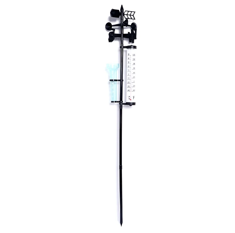 Garden Outdoor Weather Station Meteorological Measurer Vane Tool Wind Rain Gauge