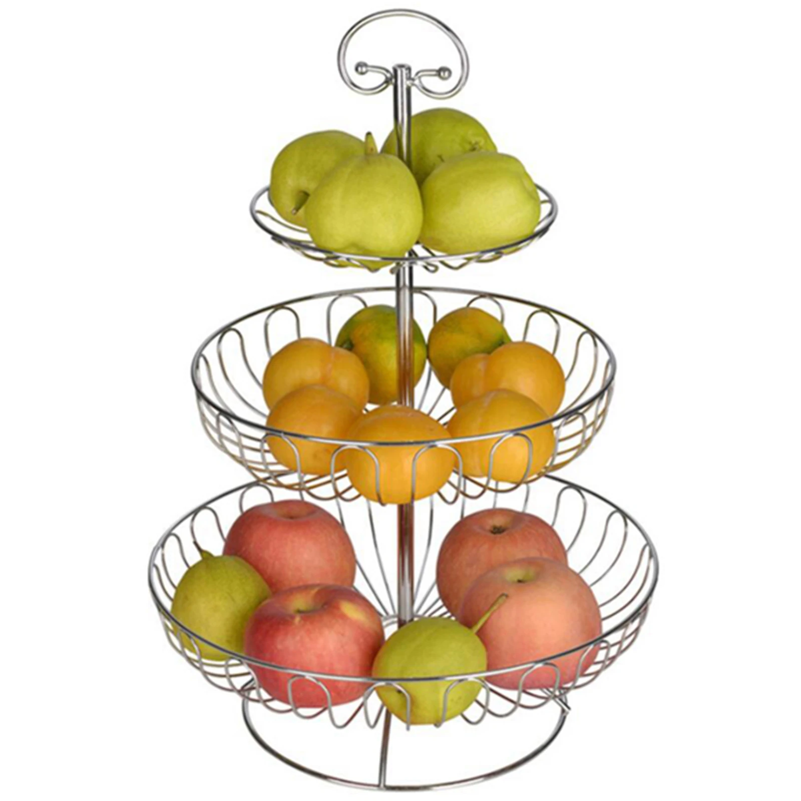 3-Tier Fruit Bowl Kitchen Fruit Stand Vegetable Baskets For Countertop Metal Multi-Layer Wire Fruit Holder Display Tray Plate