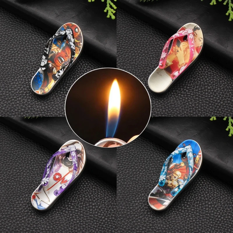 

Portable Cute Inflatable Lighter New Cartoon Open Flame Mini Flip Flops Butane Gas Outdoor Lighter Cigarette Accessories Gift
