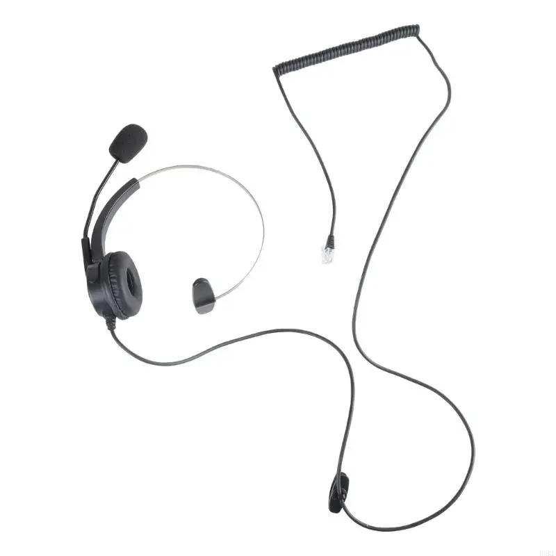 F3KE 4-Pin RJ11 Monaural Corded Operator Call Center Telephone Headset Headphone BK